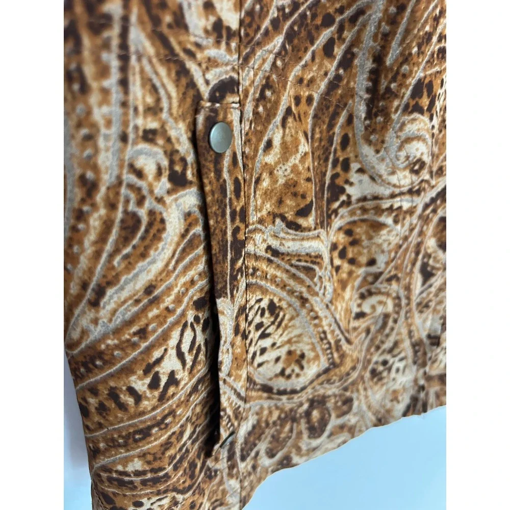 Chicos Additions Brown Paisley Full Zip Mock Neck Jacket Women Size 1 Medium